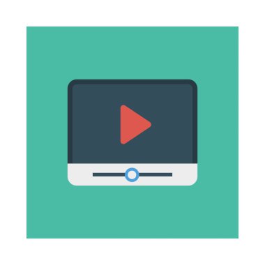 video oynatıcı düz simge, vektör, illüstrasyon