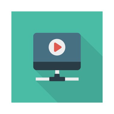 video oynatma düz simge, vektör, illüstrasyon 