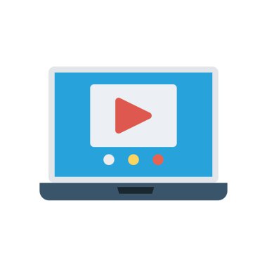 video oynatma düz simge, vektör, illüstrasyon