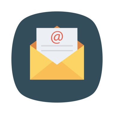 e-posta düz simgesi, vektör, illüstrasyon ile açılan zarf