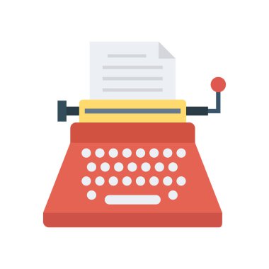 daktilo düz simgesi, vektör, illüstrasyon