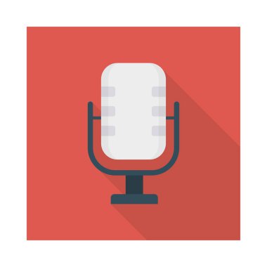 mikrofon düz simgesi, vektör, illüstrasyon