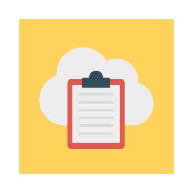 belge ve bulut düz simgesi, vektör, illüstrasyon ile pano