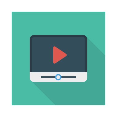 video oynatıcı düz simge, vektör, illüstrasyon