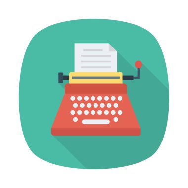 daktilo düz simgesi, vektör, illüstrasyon