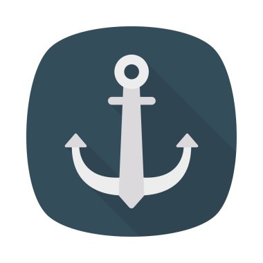 deniz çapa düz simgesi, vektör, illüstrasyon 