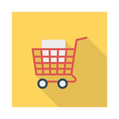 alışveriş sepeti düz simgesi, vektör, illüstrasyon