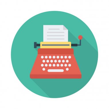 daktilo düz simgesi, vektör, illüstrasyon