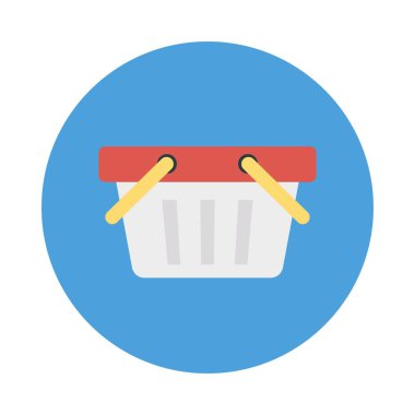 alışveriş sepeti düz simgesi, vektör, illüstrasyon