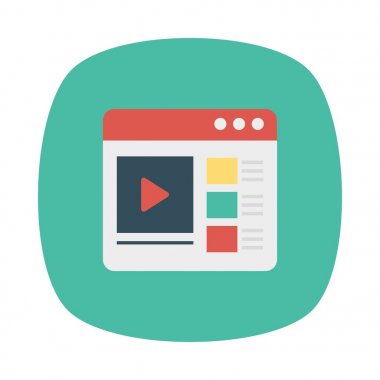 video reklam düz simge, vektör, illüstrasyon