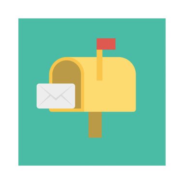 posta kutusu düz simge, vektör, illüstrasyon