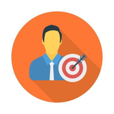 hedef düz simge, vektör, illüstrasyon ile çalışan avatar