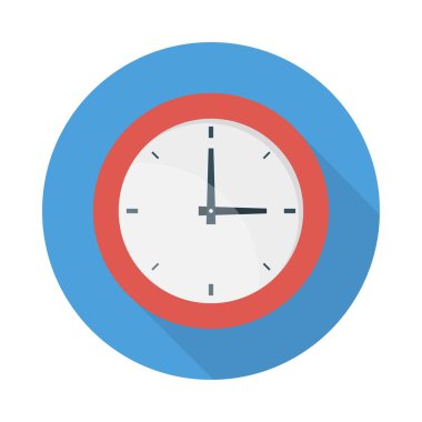 Saat düz simgesi, vektör, illüstrasyon
