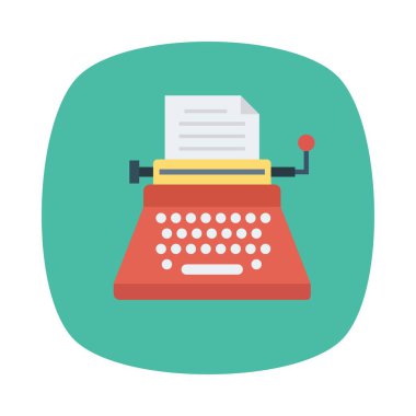 daktilo düz simgesi, vektör, illüstrasyon