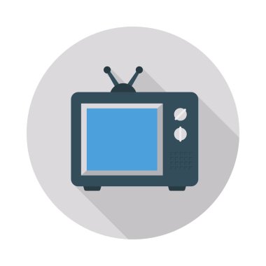 anten düz simge, vektör, illüstrasyon ile eski Tv