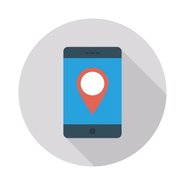 akıllı telefon ekranında yer pindüz simgesi, vektör, illüstrasyon