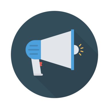 reklam megafon düz simge, vektör, illüstrasyon