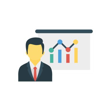 sunum panosu düz simge, vektör, illüstrasyon ile analitik  