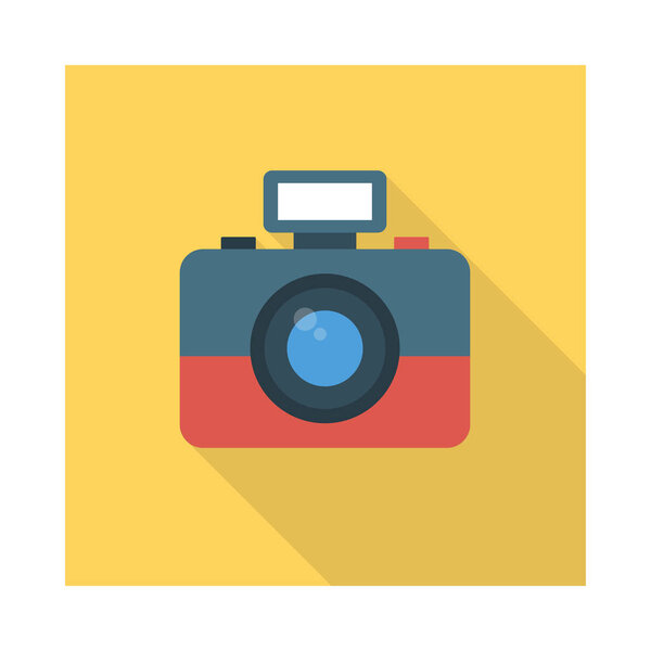 Значок плоской камеры, вектор, иллюстрация