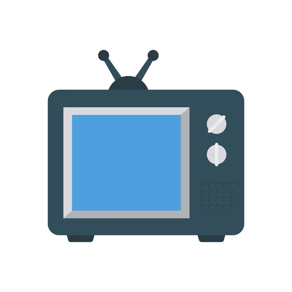 Alter Fernseher Mit Antenne Flaches Symbol Vektor Illustration — Stockvektor