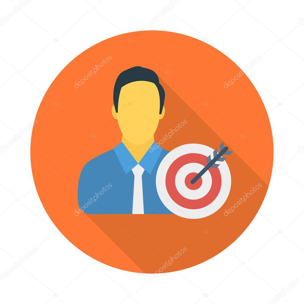 employee avatar with target flat icon, vector, illustration