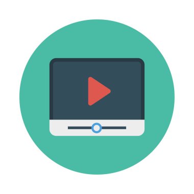 video oynatıcı düz simge, vektör, illüstrasyon