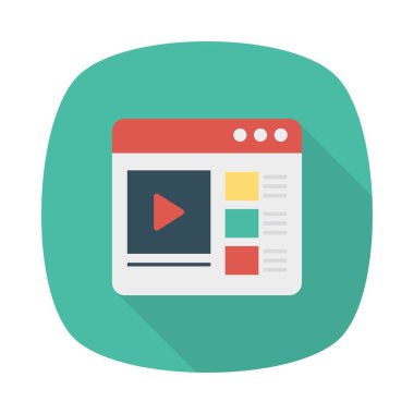 video reklam düz simge, vektör, illüstrasyon