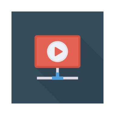 video oynatma düz simge, vektör, illüstrasyon 