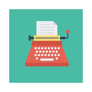 daktilo düz simgesi, vektör, illüstrasyon