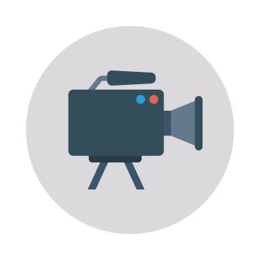 kayıt kamera düz simgesi, vektör, illüstrasyon