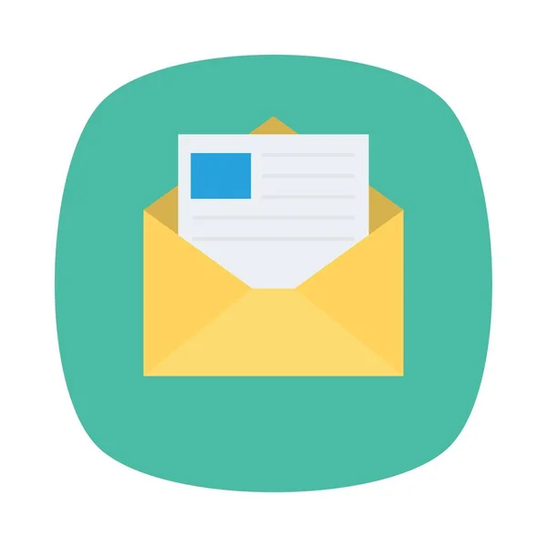 Enveloppe Ouverte Avec Mail Icône Plate Vecteur Illustration — Image vectorielle