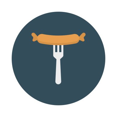 çatal simgesi vektör illüstrasyon üzerinde sosis 