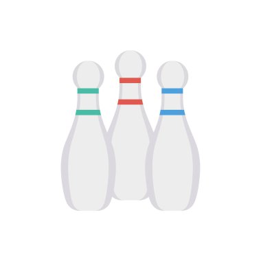 Aktivite vektörü düz simge skittle, bowling ve aktivite için ayarlanmış  