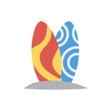 Sörf, tahta ve etkinlik için etkinlik vektörü düz simgesi seti  