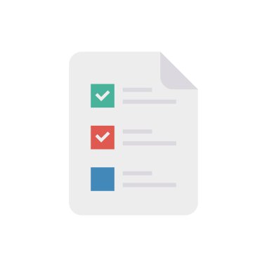 Denetim listesi, dosya ve etkinlik için etkinlik vektörü düz simge kümesi  