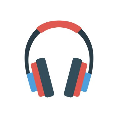 Kulaklık, etkinlik ve dinleme için etkinlik vektörü düz simgesi ayarlandı  