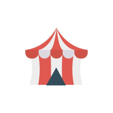 Çadır, sirk ve etkinlik için belirlenen etkinlik vektörü düz simgesi  