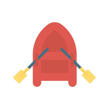 Kano, kürek ve aktivite için etkinlik vektörü düz simge seti  