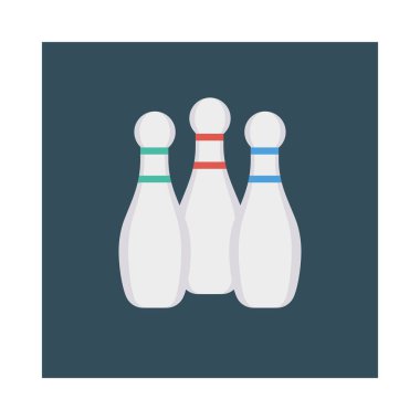 Aktivite vektörü düz simge skittle, bowling ve aktivite için ayarlanmış  