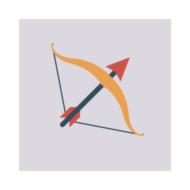 Okçu, ok ve etkinlik için etkinlik vektörü düz simge seti  