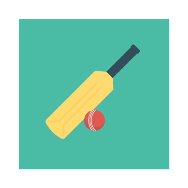 Kriket, yarasa ve aktivite için etkinlik vektörü düz simge seti  