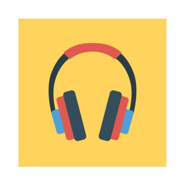 Kulaklık, etkinlik ve dinleme için etkinlik vektörü düz simgesi ayarlandı  