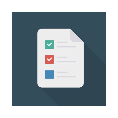 Denetim listesi, dosya ve etkinlik için etkinlik vektörü düz simge kümesi  