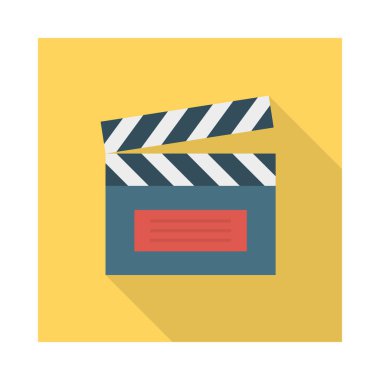 Clapper, board ve etkinlik için ayarlanan etkinlik vektörü düz simgesi  