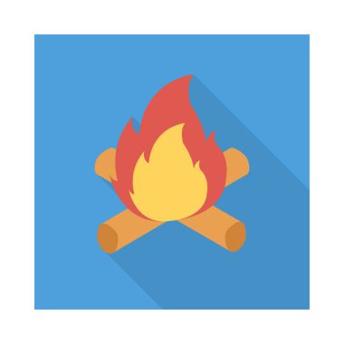 Kamp ateşi, yanık ve etkinlik için ayarlanan etkinlik vektörü düz simgesi  