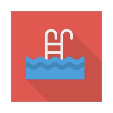 Aktivite vektörü düz simge havuz, yüzme ve merdiven için ayarlanmış  