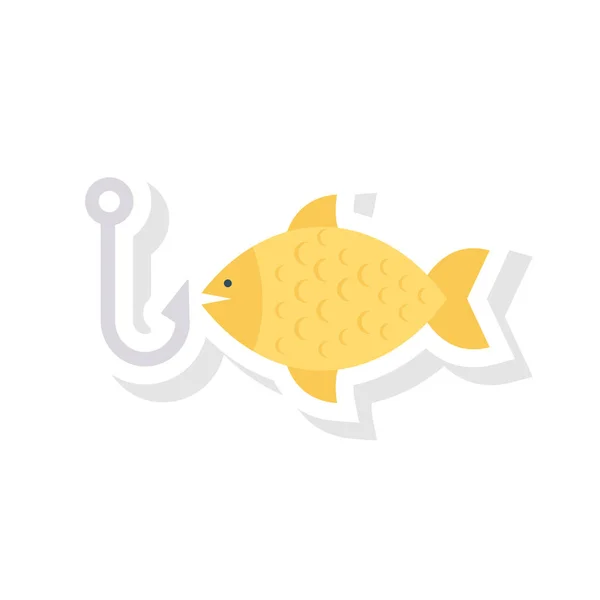 フックと魚のアイコンベクトルイラスト — ストックベクタ
