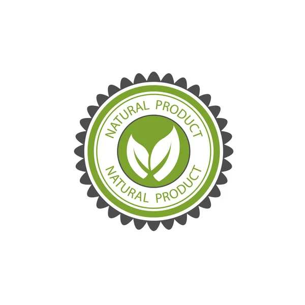 Disegno di verde logo naturale prodotto ecologia label.Beautiful verde cerchio Pattern.With due foglie messe insieme, Vector llustration — Vettoriale Stock