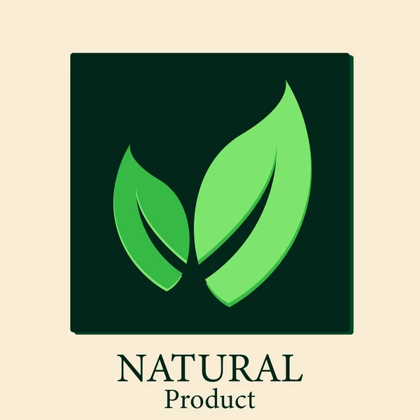 天然产品自然. 标志自然向量, 背景黑色长方形框架, 向量 l洗 — 图库矢量图片