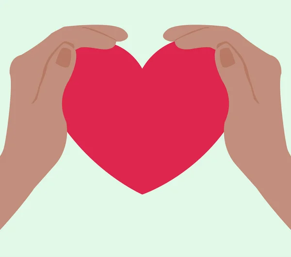 Deux mains enroulées autour d'un beau coeur rose, llustration vectorielle — Image vectorielle